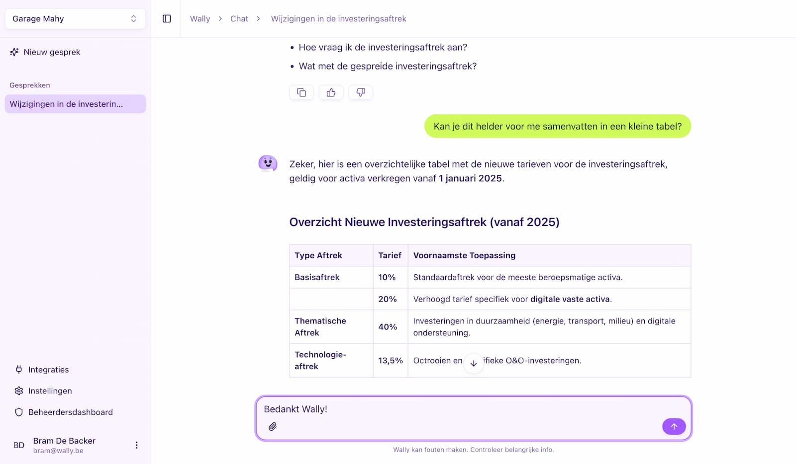 Wally AI assistant helping with accounting tasks